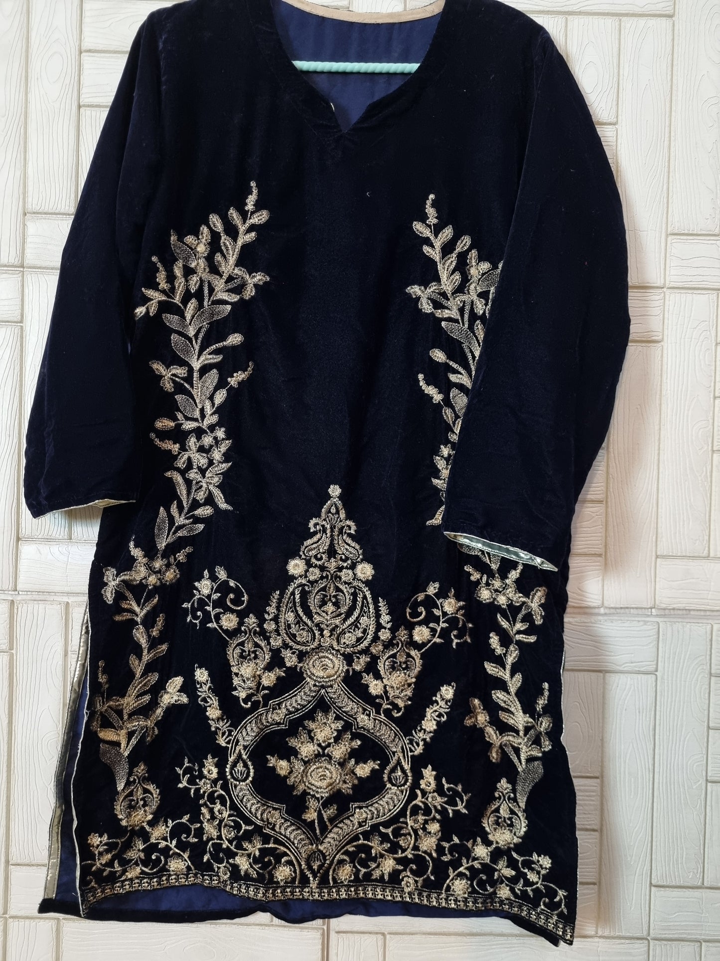 Navy blue velvet shirt