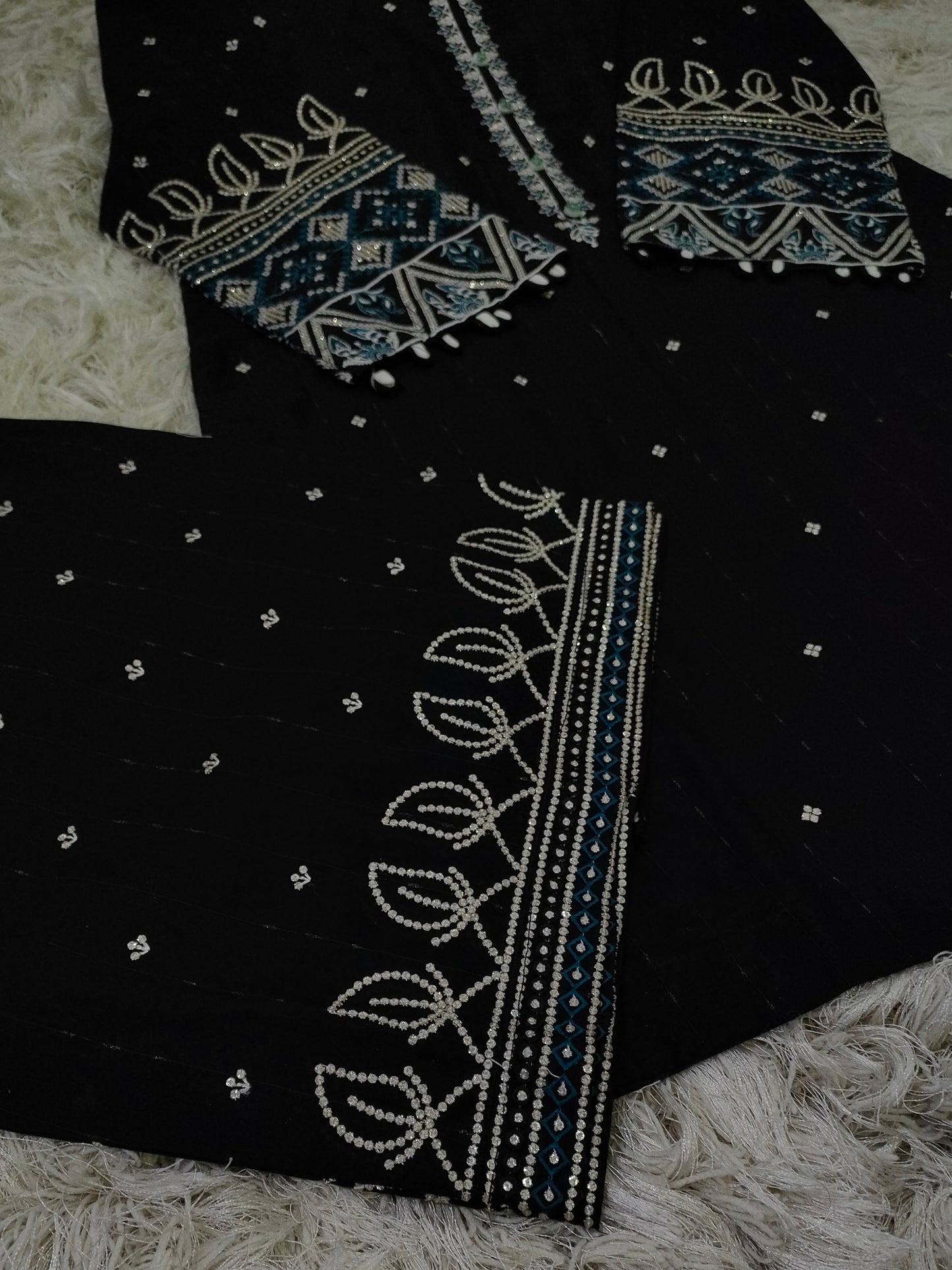Black sequins 3pc lawn