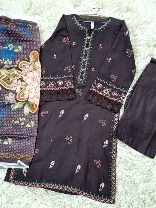 Lawn 3pc embroidered dress db