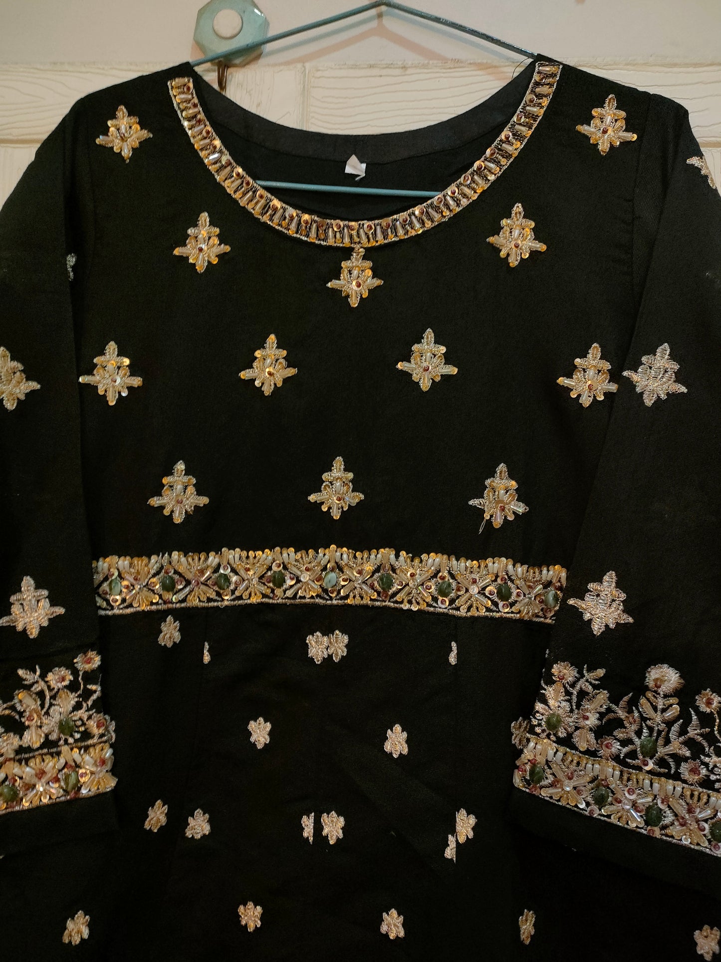 Black hand embroidered frock