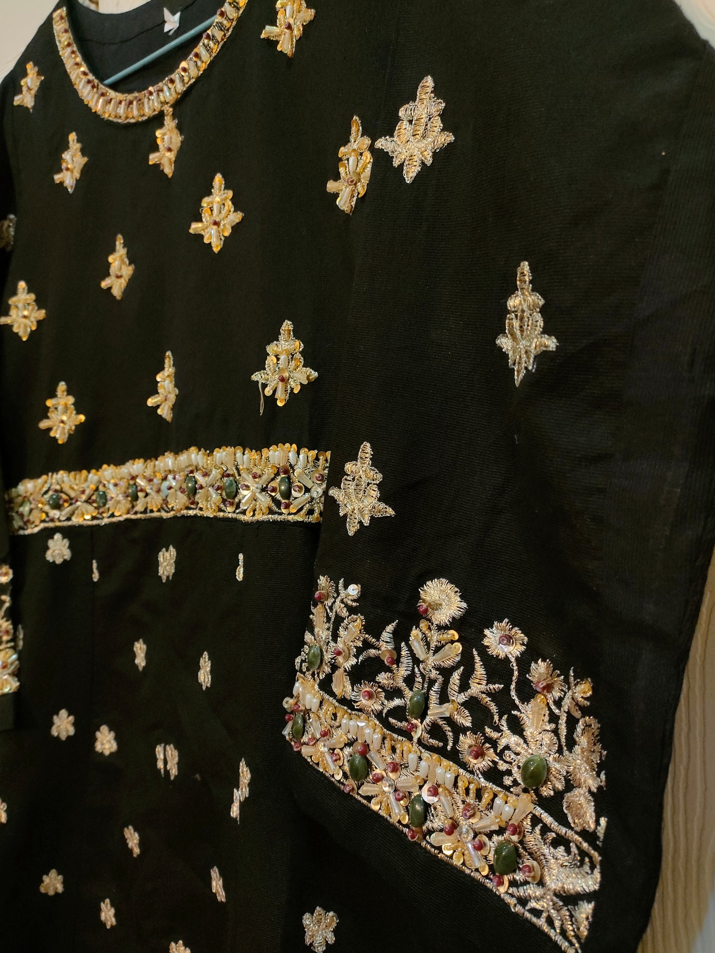 Black hand embroidered frock