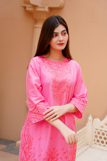 Pink embroidered dress