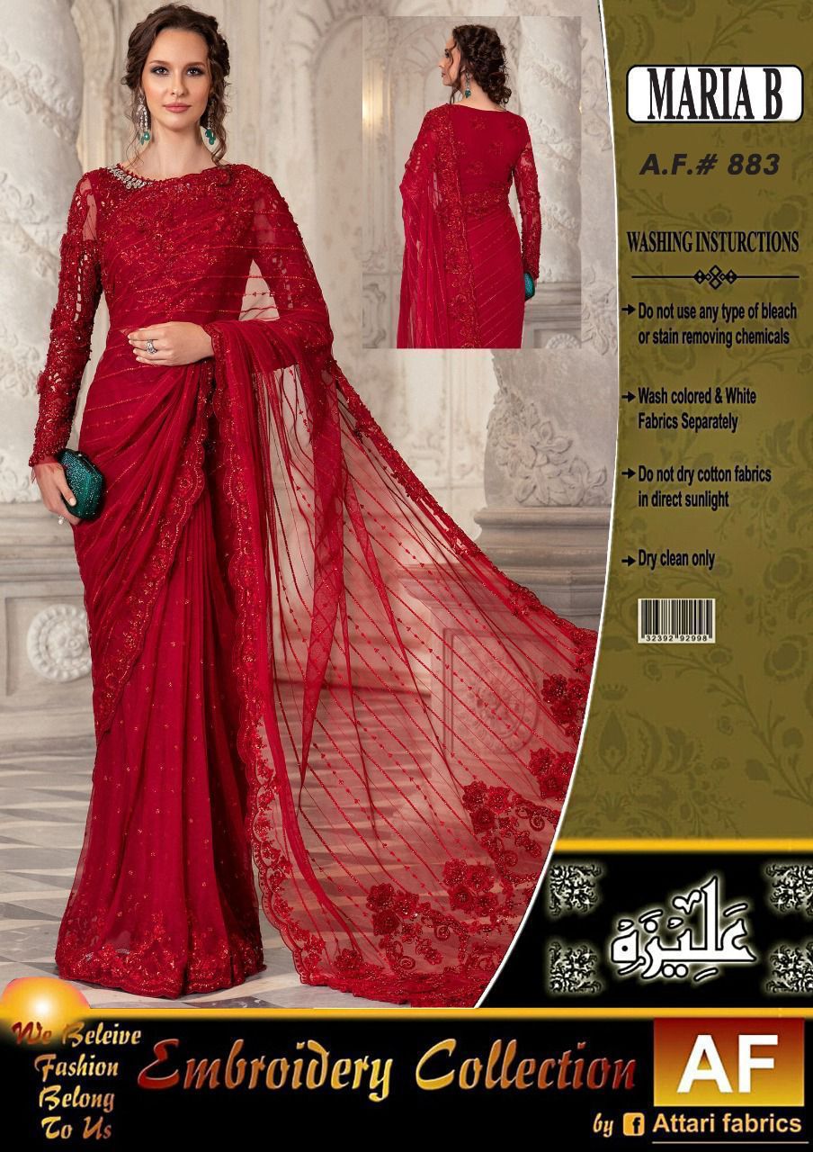 Maria B couture red saree