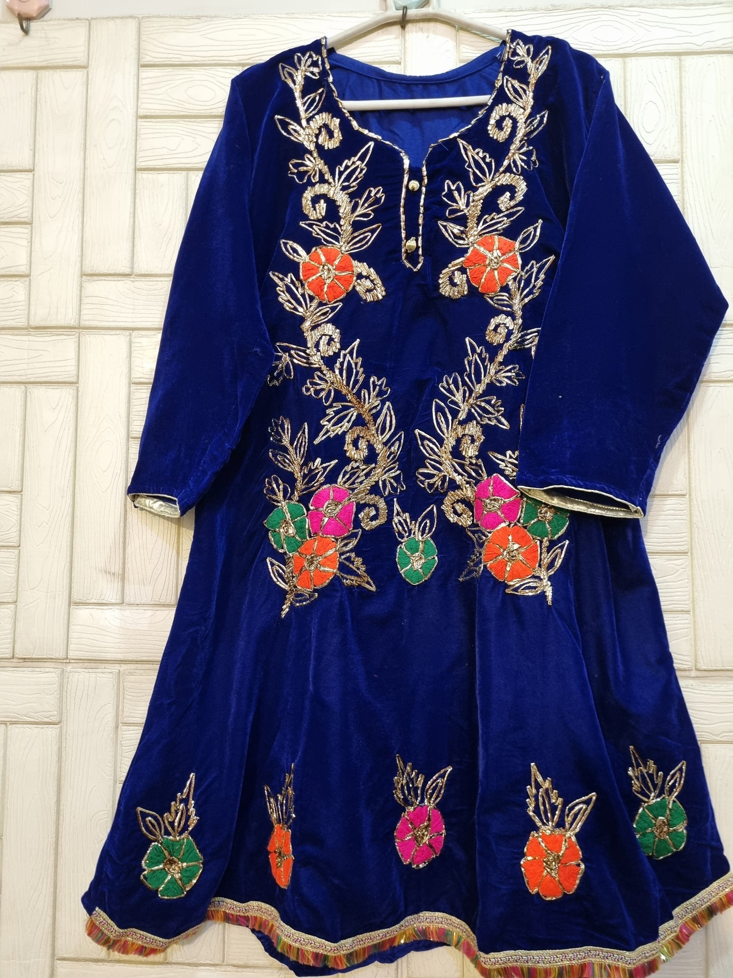 Blue velvet frock