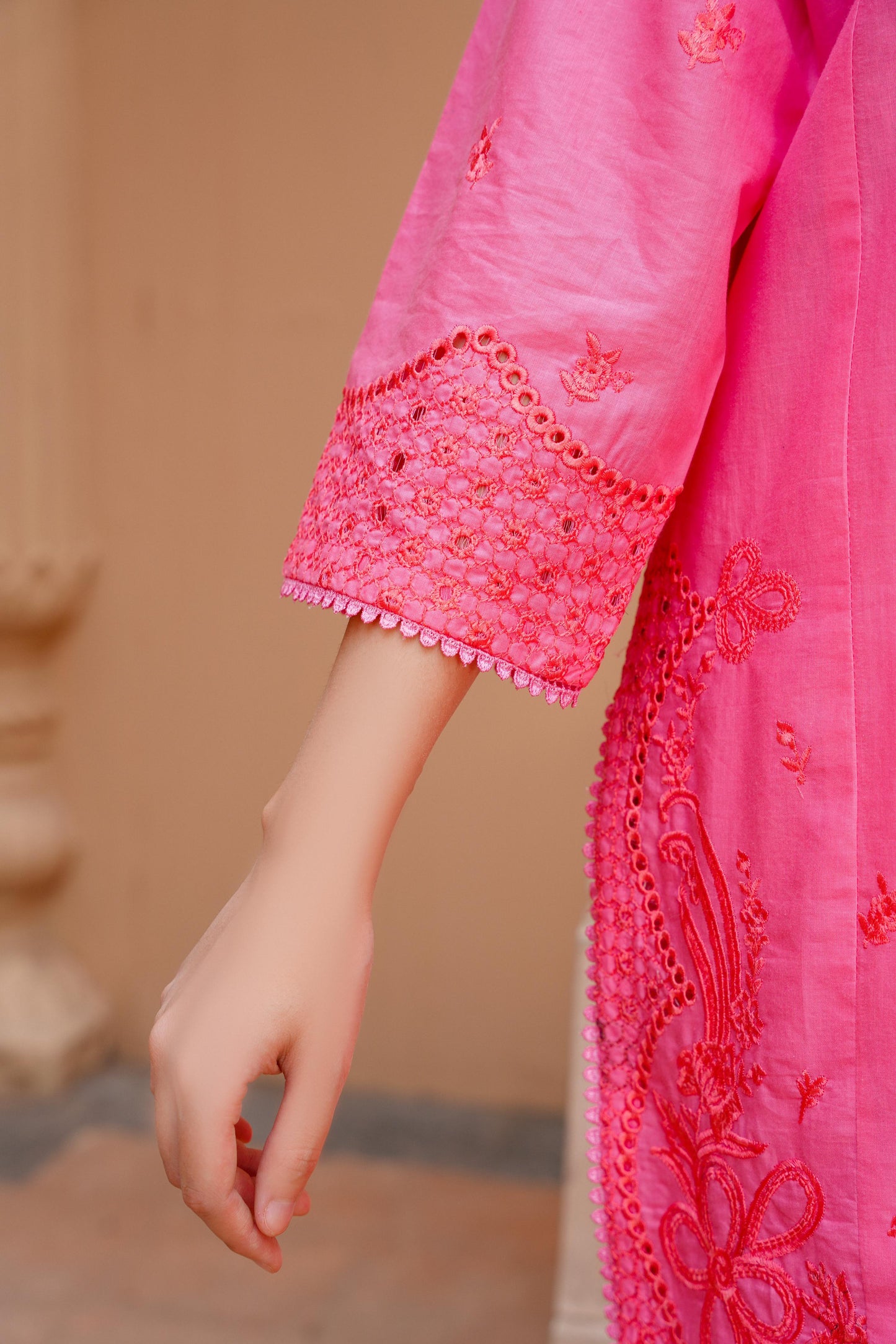 Pink embroidered dress