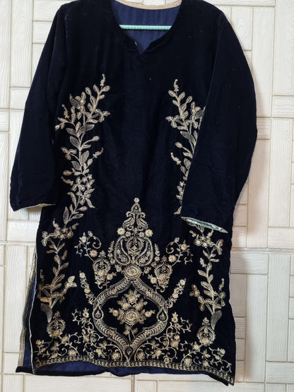 Navy blue velvet shirt