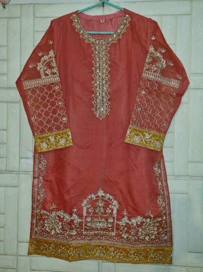 Khaadi net embroidered shirt