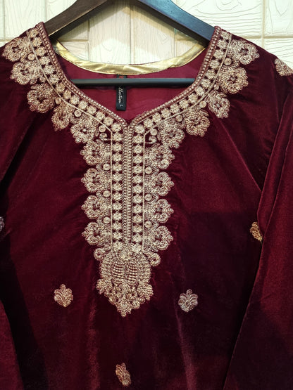 Maroon velvet shirt