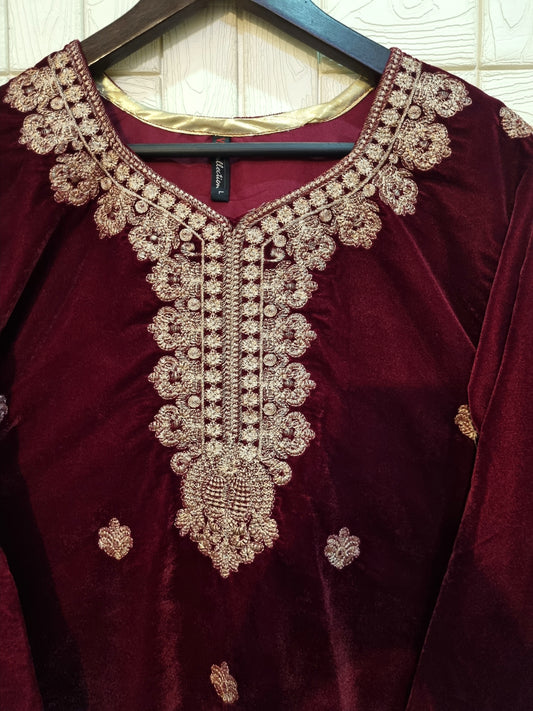 Maroon velvet shirt
