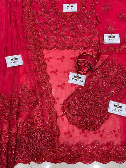 Maria B couture red saree