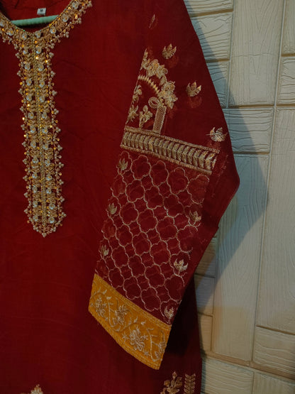 Maroon khaadi net shirt