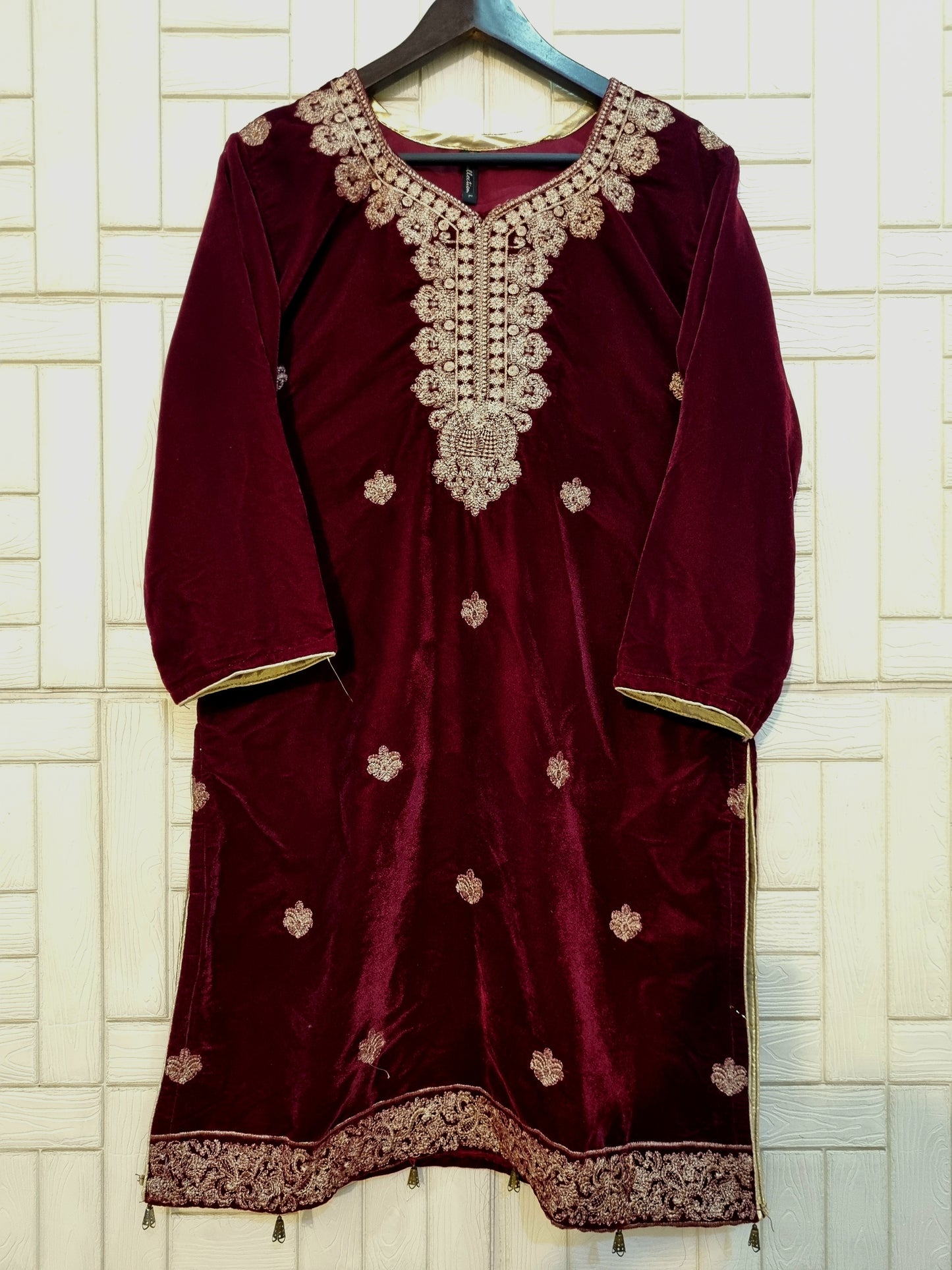 Maroon velvet shirt