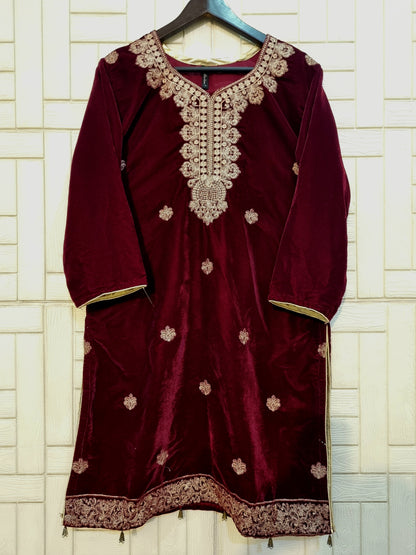 Maroon velvet shirt