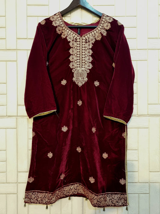 Maroon velvet shirt