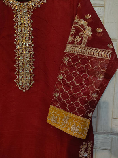 Maroon khaadi net shirt