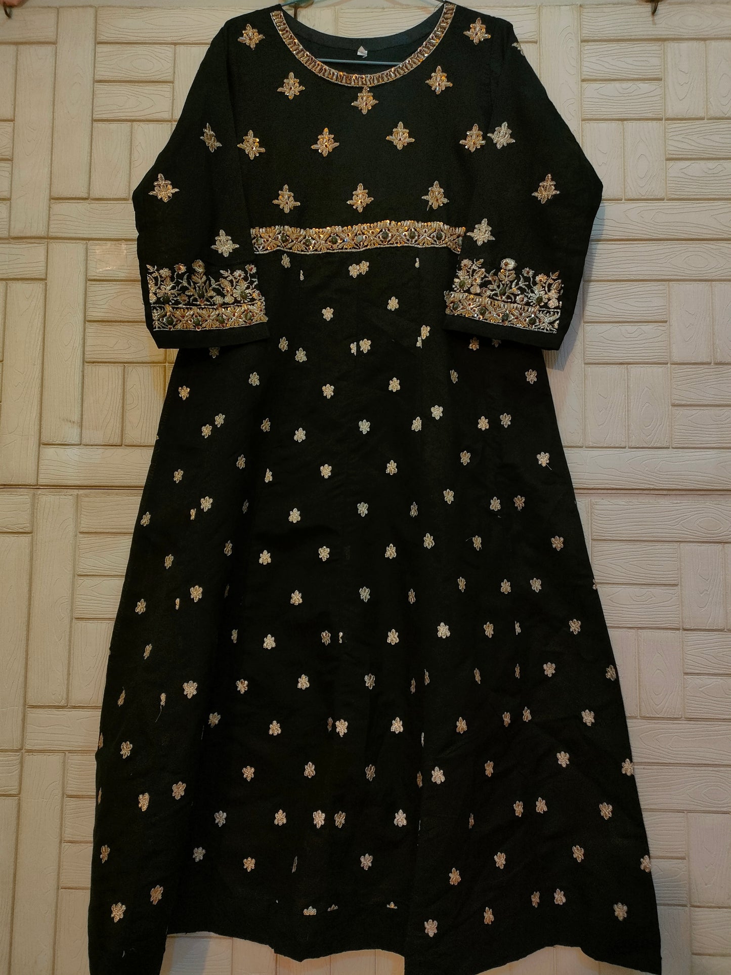 Black hand embroidered frock