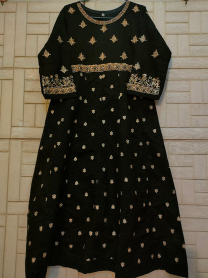 Black hand embroidered frock