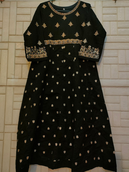 Black hand embroidered frock