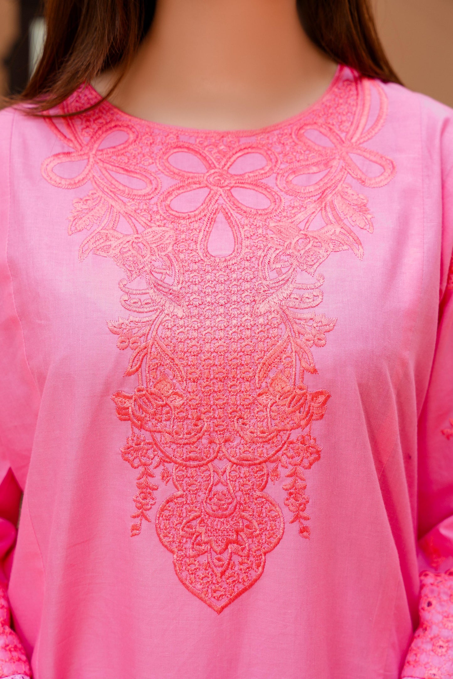 Pink embroidered dress