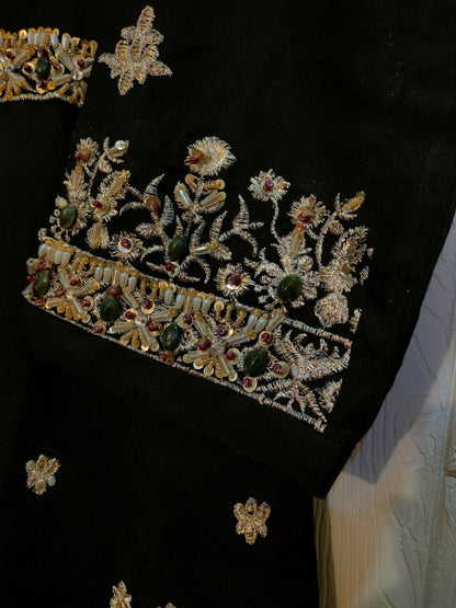 Black hand embroidered frock